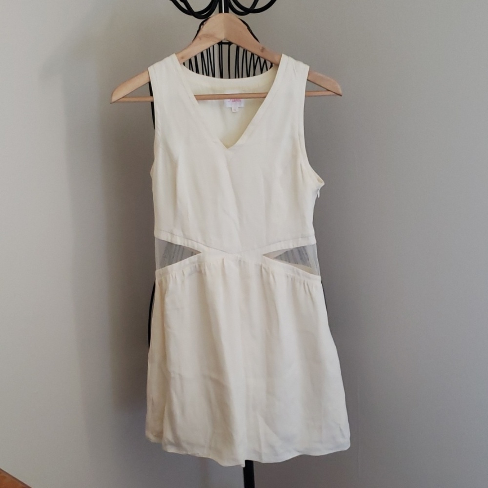 Parker 100% Silk Mini Cream  Dress Small
